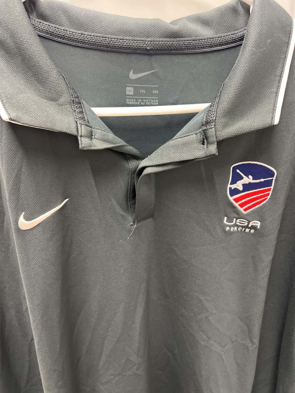 Nike USA Fencing Team Dri-Fit Gray Polo Shirt Men's XXL